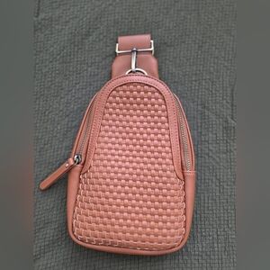 Anthropologie Tan Woven Leather Backpack